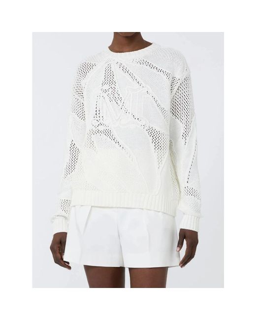 Max Mara White Round-Neck Knitwear