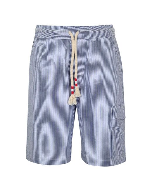 Blu lino a righe shorts di Mc2 Saint Barth in Blue da Uomo