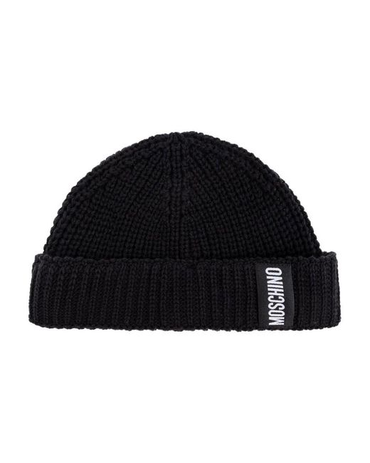 Moschino Black Baumwollkappe mit logopatch