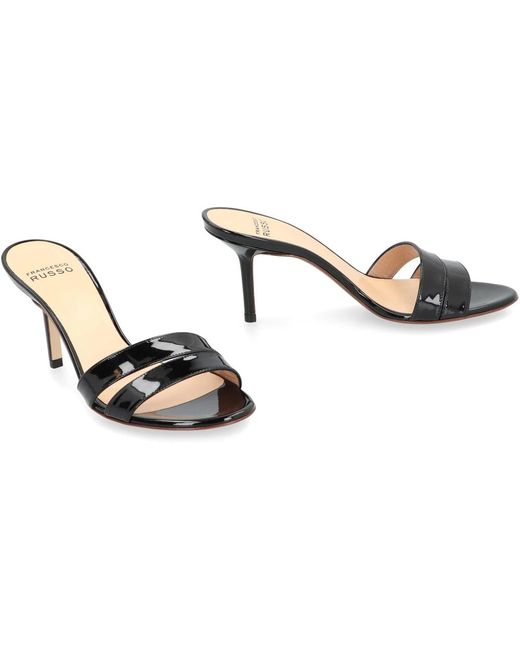 Francesco Russo Black Heeled Mules