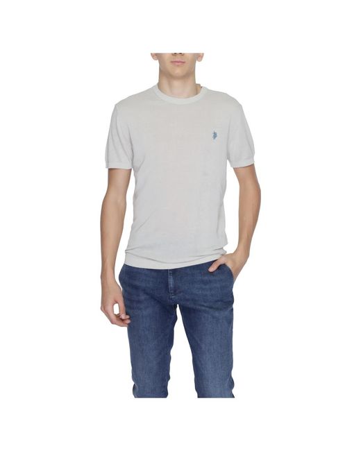 T-shirt grigia in cotone collo rotondo di U.S. POLO ASSN. in Blue da Uomo