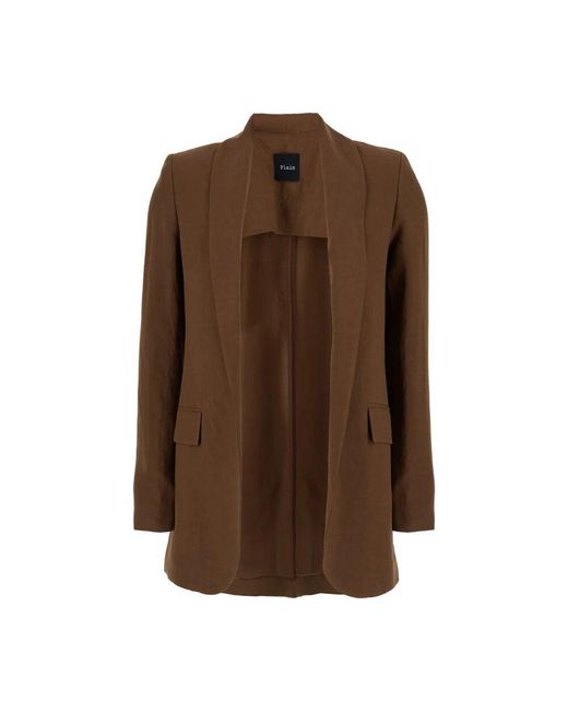 Plain Units Brown Brauner leinen-viskose-blazer