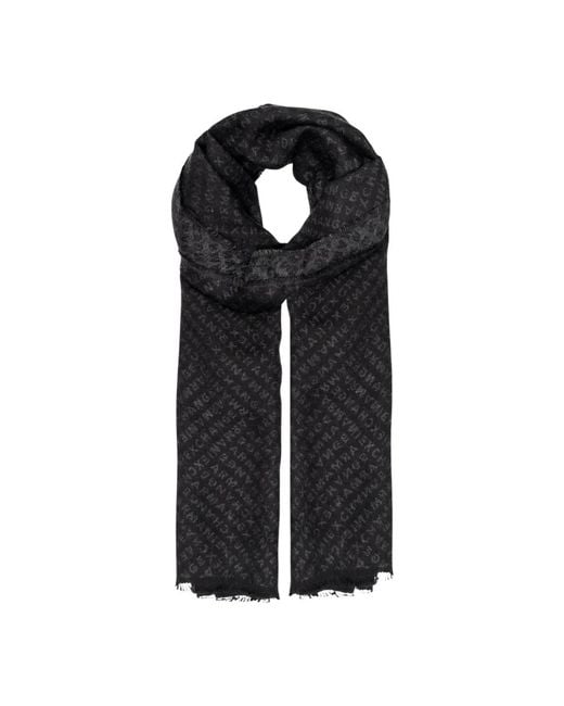 ARMANI EXCHANGE Black Winter Scarves for men