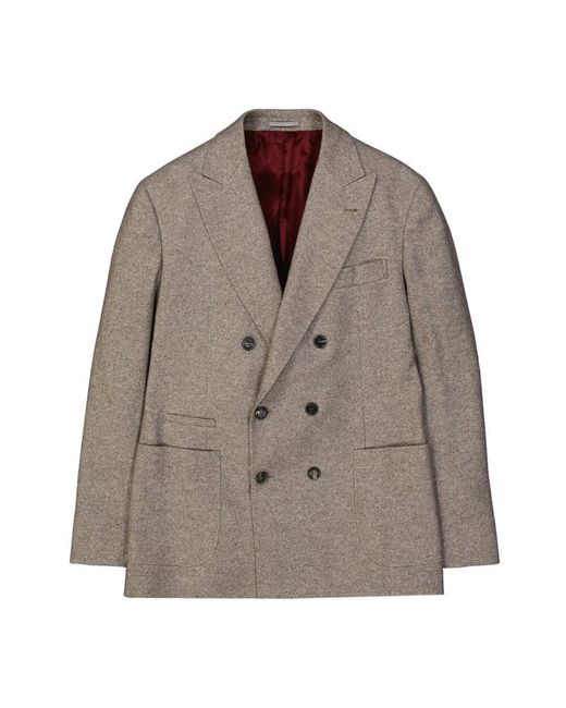 Brunello Cucinelli Doppelreihiger wollmantel in Brown für Herren