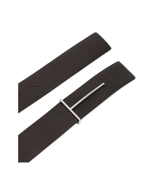 Tom Ford Accessoires ,Zwart ,Leer Grain Leather Slim T Reversible Belt in het Black voor heren