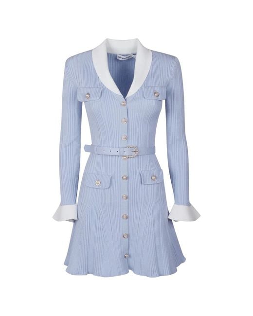 Self-Portrait Blue Knitted Dresses