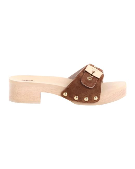 Scholl Pink Braune sandalen für sommeroutfits