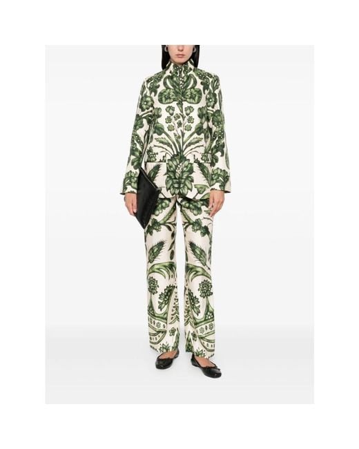 F.R.S For Restless Sleepers Groene Zijden Bloemenprint Shirt in het Green