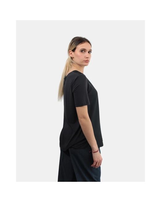 Max Mara Black Elegant side-slit viscose blouse