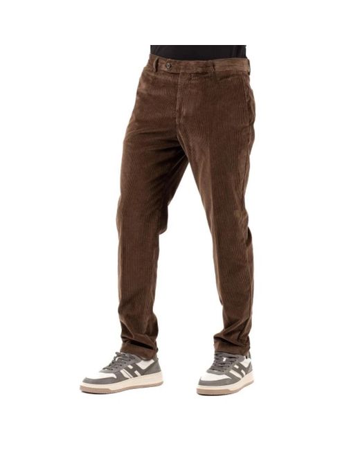 BERWICK 1707 Brown Slim-Fit Trousers for men