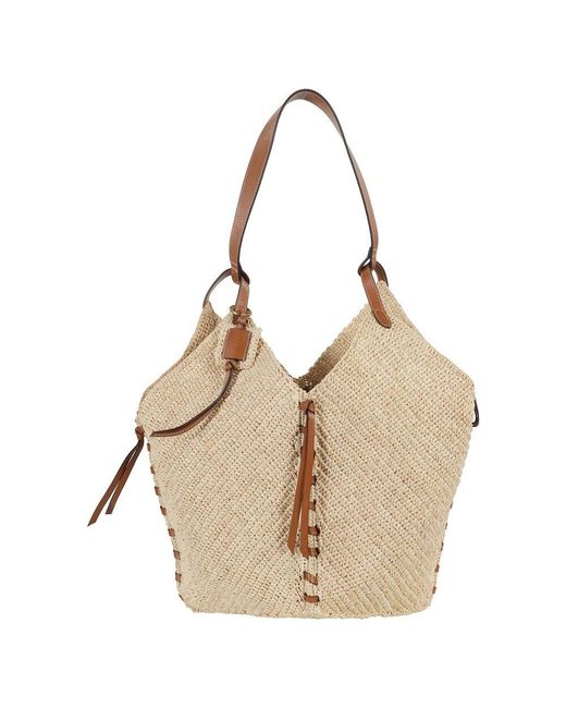 Isabel Marant Natural Raffia Tampa Tasche Mit Cognac Leder