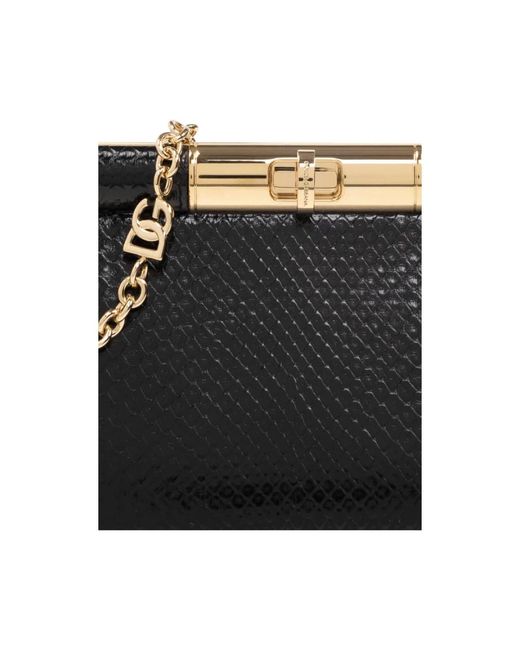 Dolce & Gabbana Black Schlangenhaut-effekt leder clutch tasche