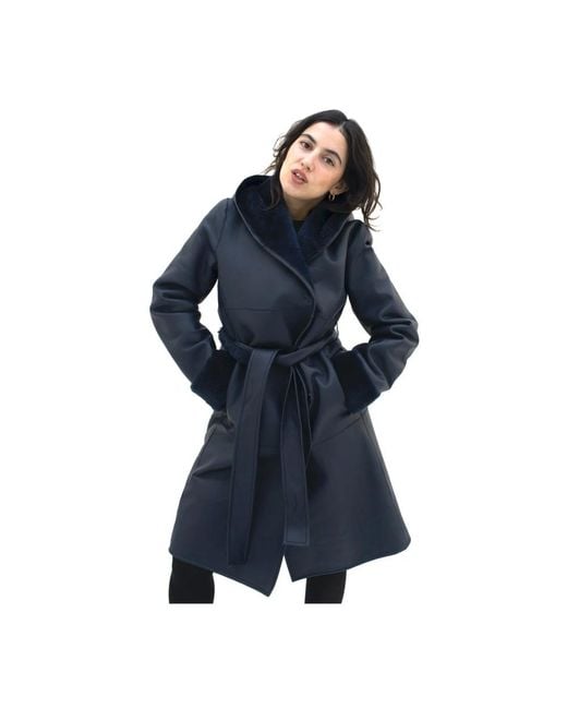 Just things we like Jassen ,Blauw ,Wol Izumi Lambskin Shearling Coat in het Blue