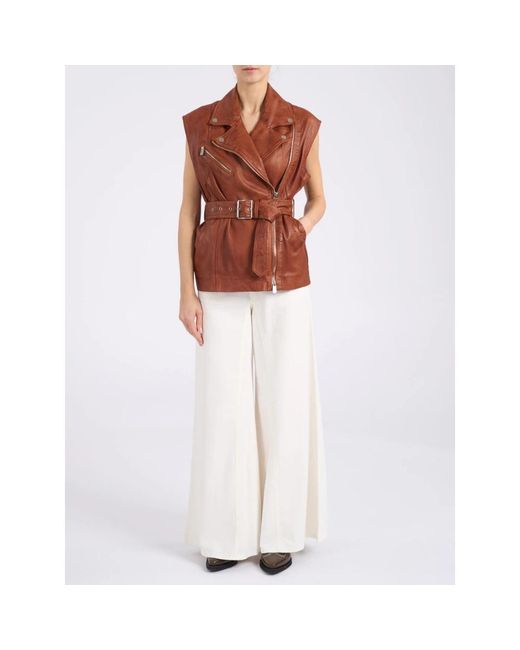 Leather Jackets Pinko de color Brown