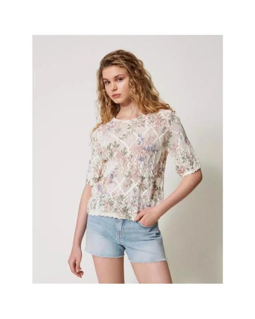 Twinset White Round-Neck Knitwear