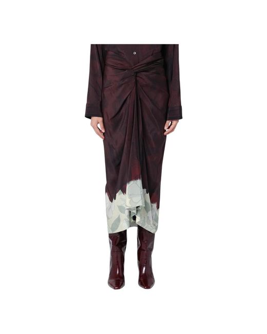 Midi Skirts Dries Van Noten de color Brown