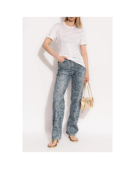 Versace White Top Mit Einer Dekorativen Sicherheitsnadel