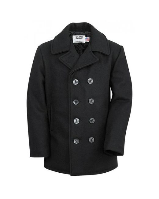 Schott Nyc Black Double-Breasted Coats for men