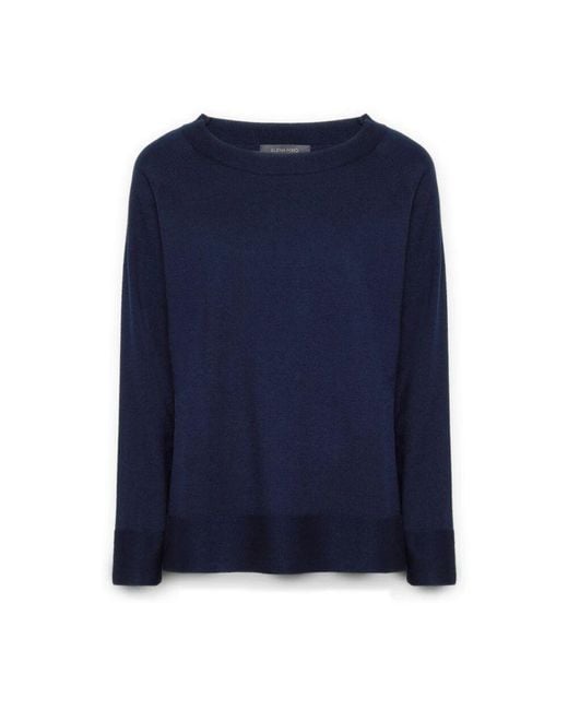 Elena Miro Blue Pullover Mit U-Boot-Ausschnitt