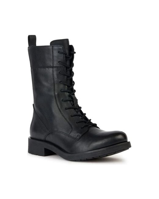 Geox Black Lace-Up Boots
