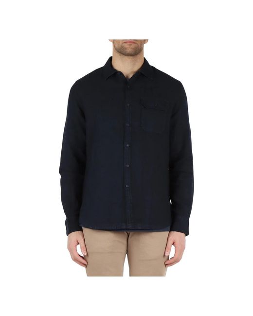 Camicia in lino con taschino frontale di Replay in Black da Uomo