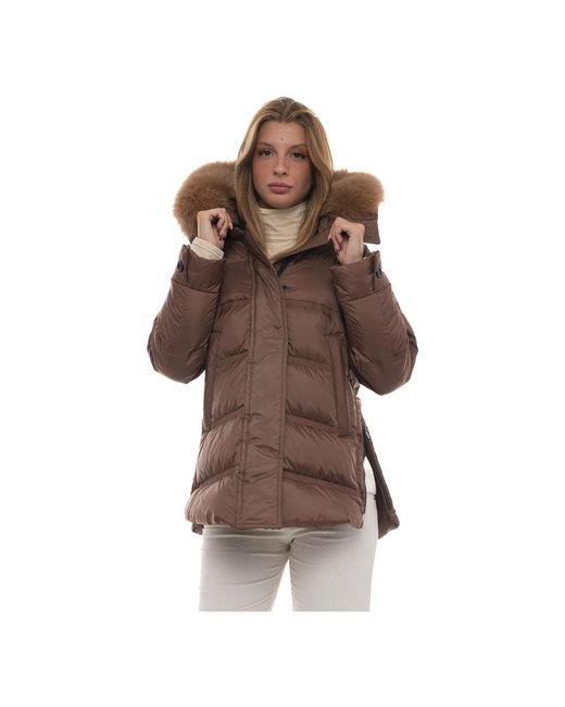 Peuterey Jassen ,Bruin ,Polyester Gewatteerd Jack Met Afneembare Bontkraag in het Brown