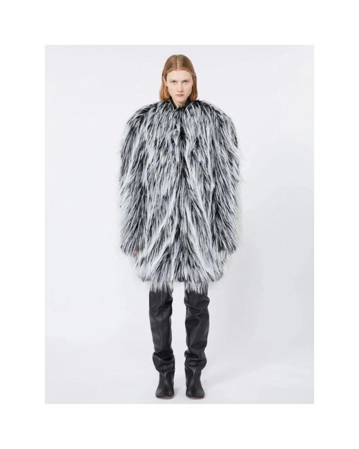 Sportmax Gray Faux Fur & Shearling Jackets
