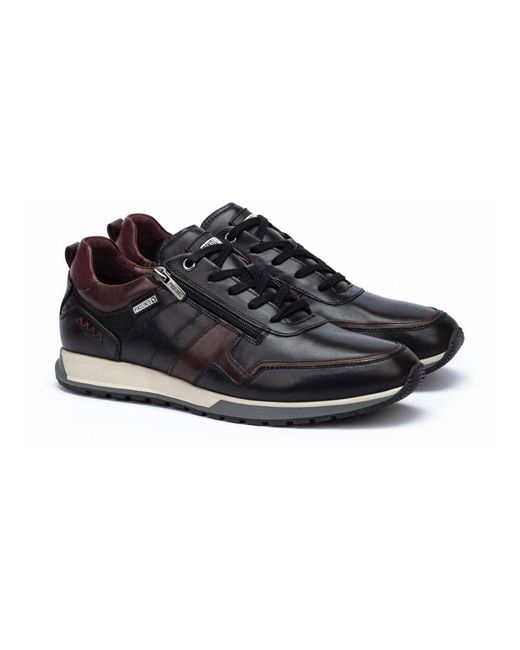 Pikolinos Schwarzer ledersneaker mit reißverschluss in Black für Herren