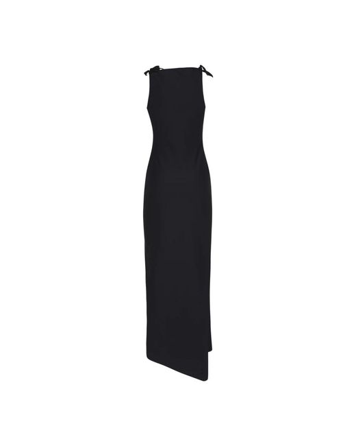 Coperni Kleedjes ,Zwart ,Polyester Asymmetrische Bloemenjurk in het Black