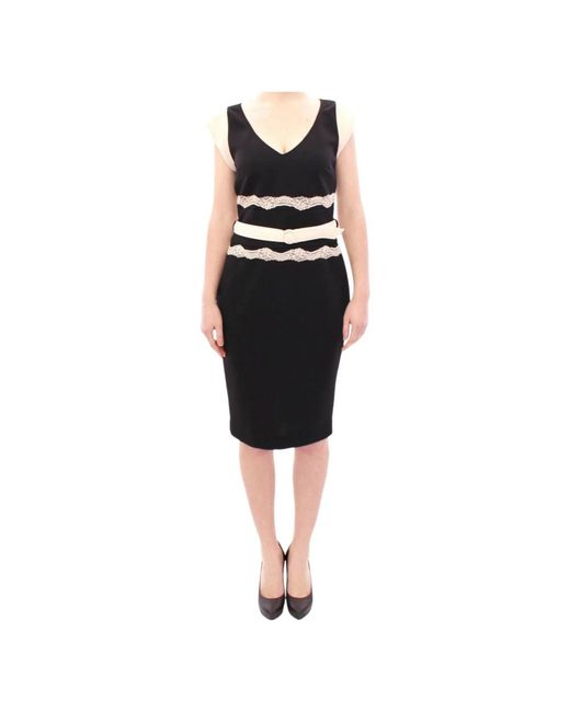 Roberto Cavalli Kleedjes ,Zwart ,Polyester Elegante Kanten Kokerjurk in het Black