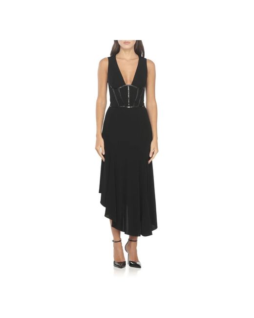 Midi Dresses Elisabetta Franchi de color Black