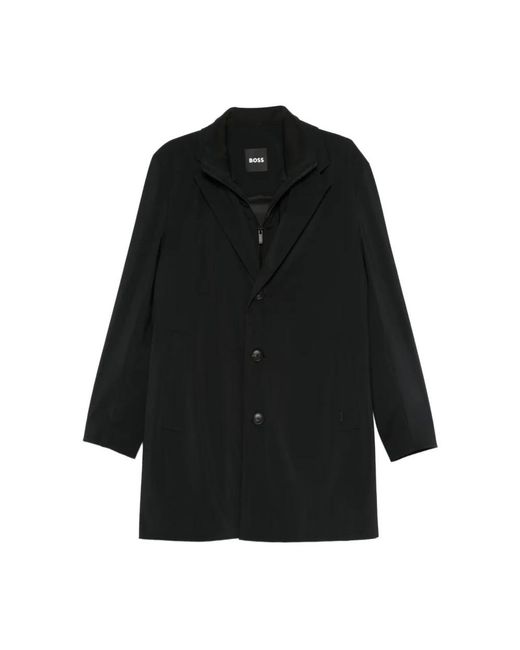 HUGO Black Single-Breasted Coats for men