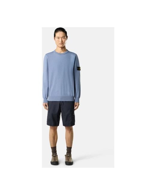 Stone Island Blue Round-Neck Knitwear for men