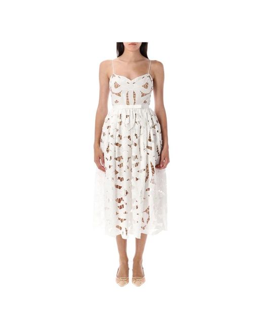Self-Portrait White Midi Dresses
