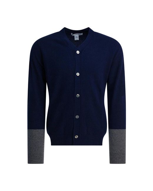 Comme des Garçons Truien & Vesten ,Blauw ,Wol Blauwe V-Hals Wollen Vest in het Blue voor heren