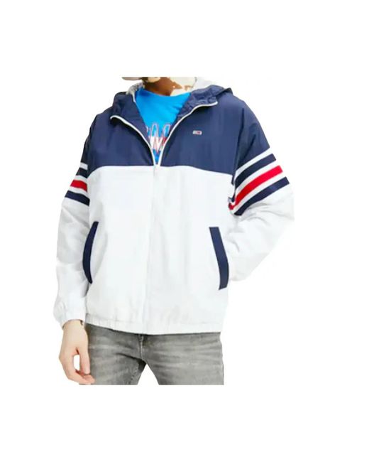 Tommy Hilfiger Jassen ,Veelkleurig ,Kleur Geblokkeerde Rits Windjack in het Blue voor heren