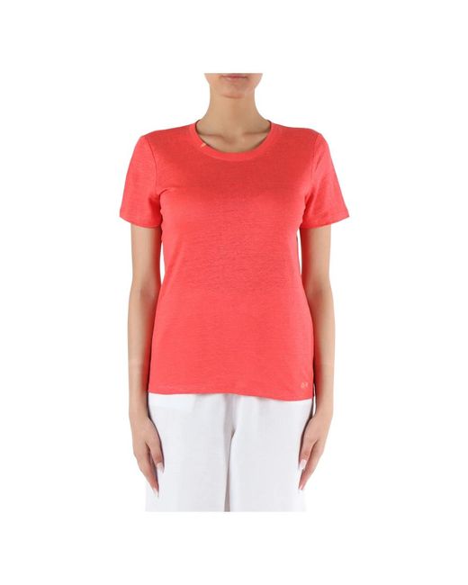 Camiseta de lino con logo bordado Sun 68 de color Red