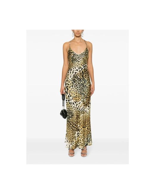 Roberto Cavalli Jurk Met Luipaardprint in het Metallic