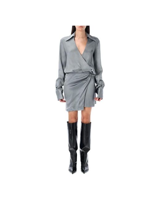 The Attico Gray Wrap Dresses