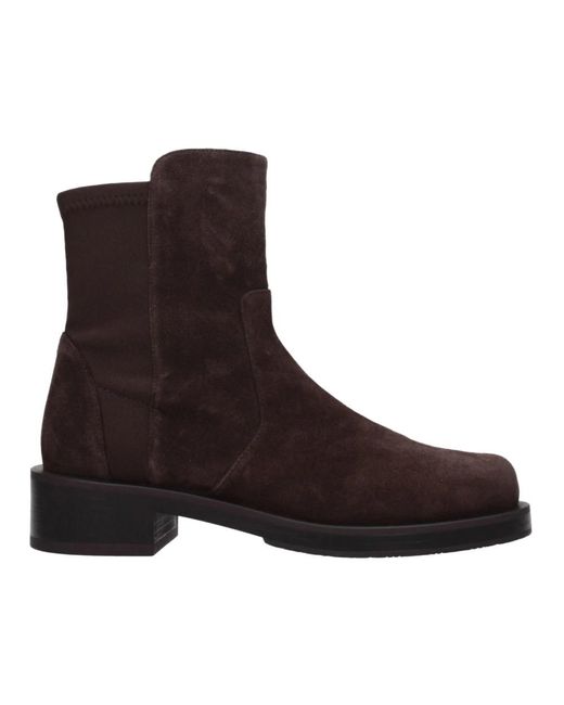 Stuart Weitzman Bruine Leren Enkellaarzen in het Brown