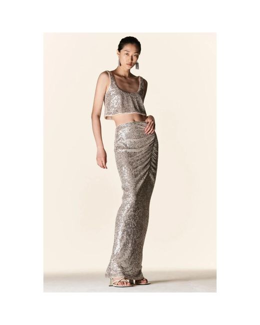 Self-Portrait Rokken ,Grijs ,Pailletten Maxi-Rok Met Pailletten in het White