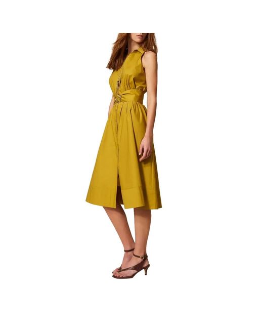 Twinset Yellow Shirt Dresses