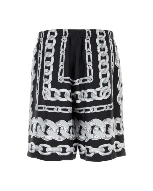 Versace Korte Broeken ,Veelkleurig ,Zijden Bermuda Shorts Met Print in het Black voor heren