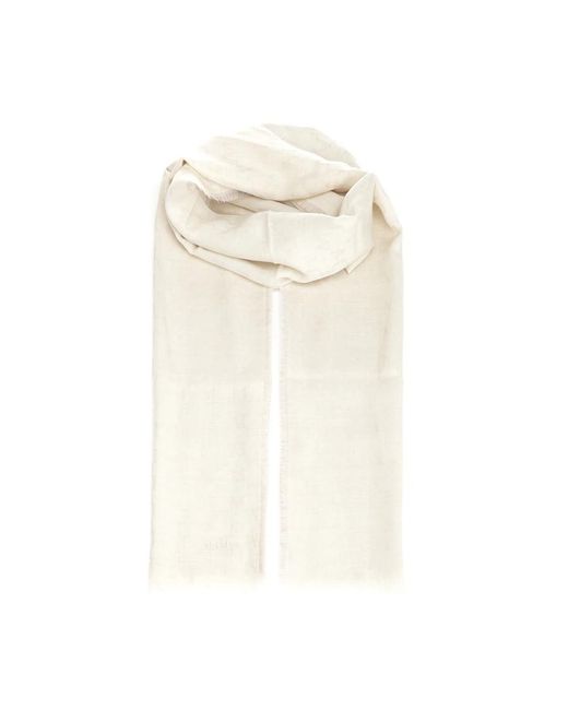 Max Mara Monogram Wool Stole in het Natural