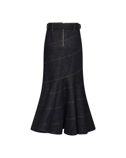 Self-Portrait Black Denim Skirts