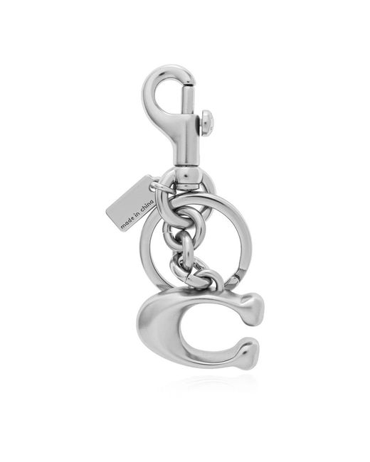COACH Accessoires ,Grijs ,Satijn Sleutelhanger Met Een Hanger in het Metallic