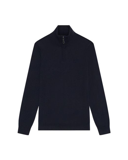 Lyle & Scott Truien & Vesten ,Blauw ,Wol Quarter Zip Jumper in het Blue voor heren