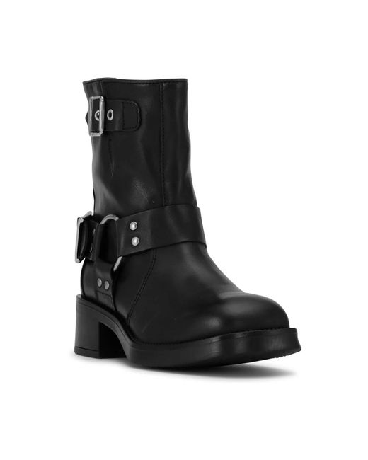 JoDis Black Schwarze bikerboots mit harness-details