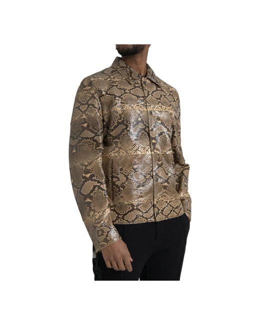 Dolce & Gabbana Brown Leather Jackets for men