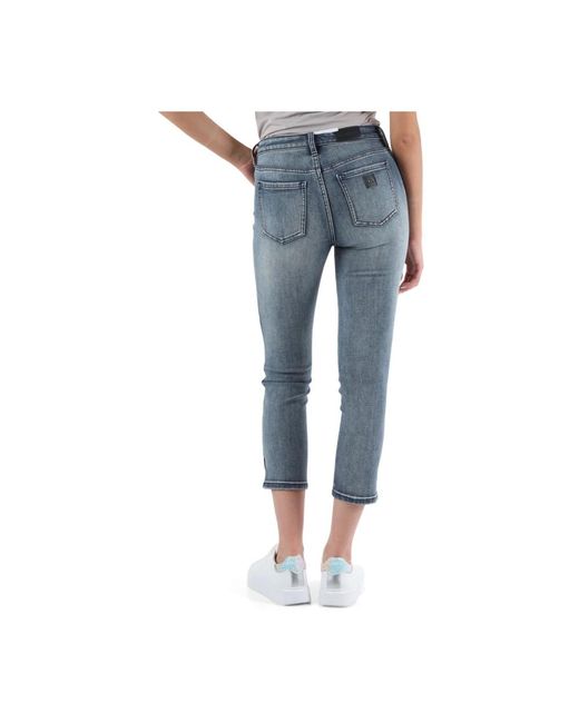 Armani Exchange Blue Skinny slit capri jeans